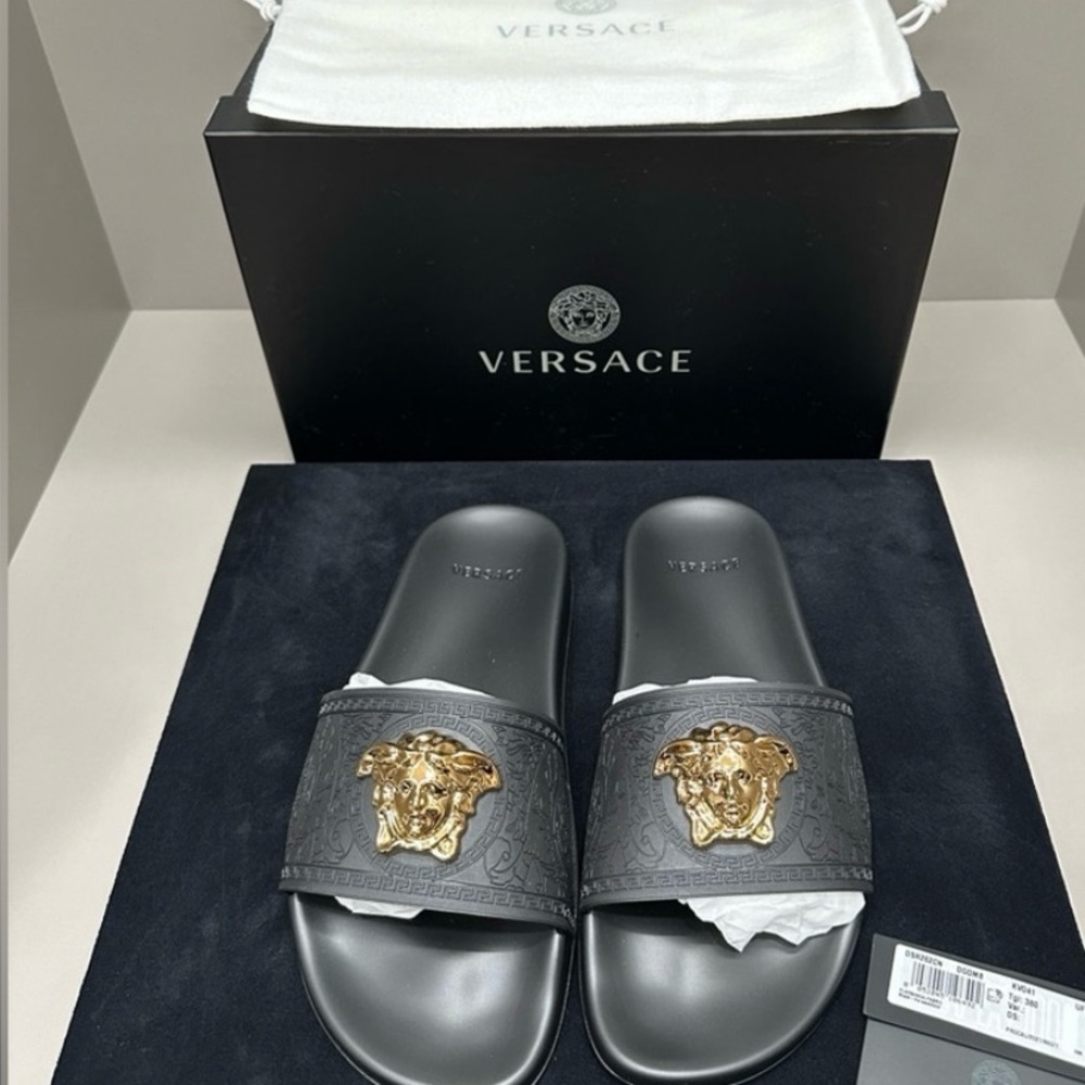 Versace Palazzo Slides Full Set, NWT, Dustbag, Box
